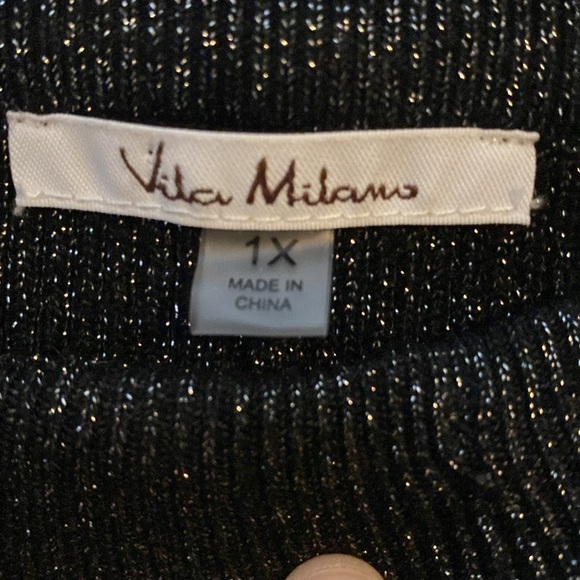 Vila Milano Black & Silver Sweater Pants Wide Leg Elastic Waist Size 1XL NWOT - Picture 7 of 7